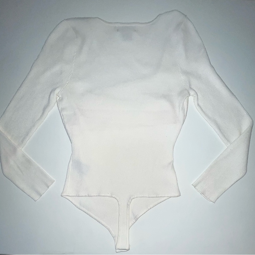 House of Harlow 1960 White Ribbed Bodysuit Large - Picture 3 of 5